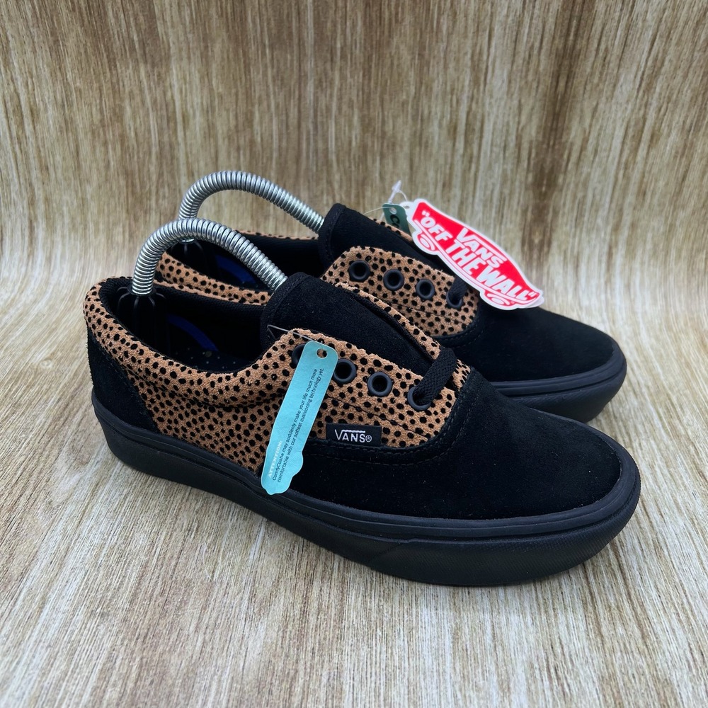 Vans ComfyCush Era Youth 3.5 Womens 5 Black Cheetah Animal Suede Skate Shoes